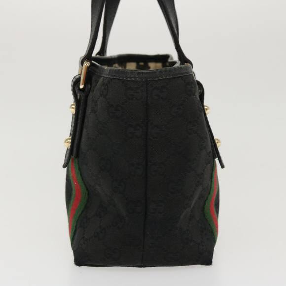 GUCCI Web Sherry Line GG Canvas Hand Bag Black Green Red 213048 Auth rd4507 - Picture 4 of 16